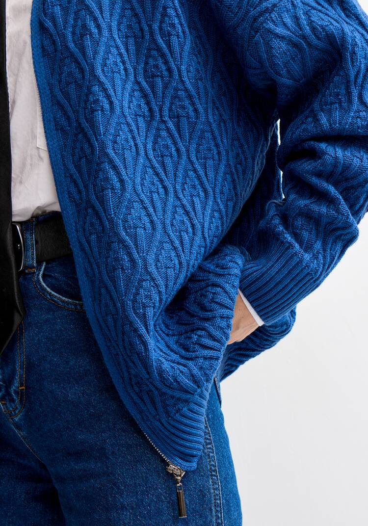 Кардиган на молнии с вязкой в виде ромбов шир.  750, рис. 15