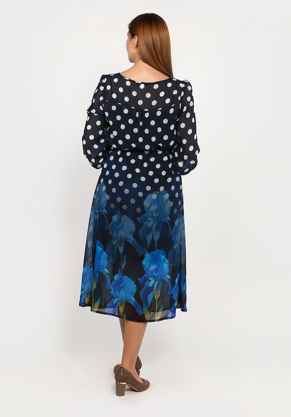 Платье шифоновое с принтом горох шир.  580, рис. 3