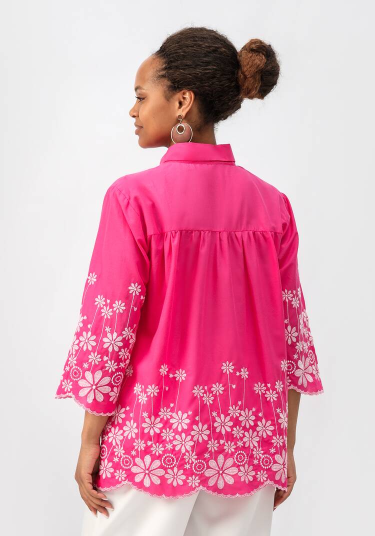 Блуза с цветочной вышивкой на пуговицах шир.  750, рис. 19