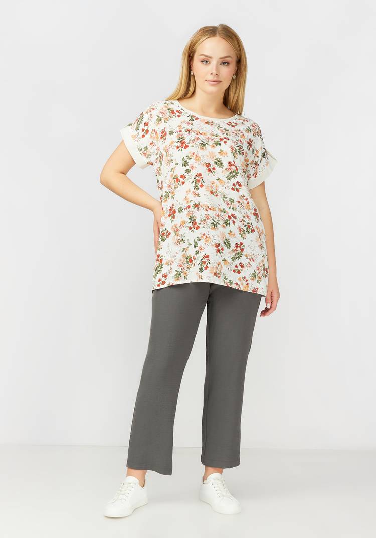 Блуза прямого силуэта с цветочным принтом шир.  750, рис. 17