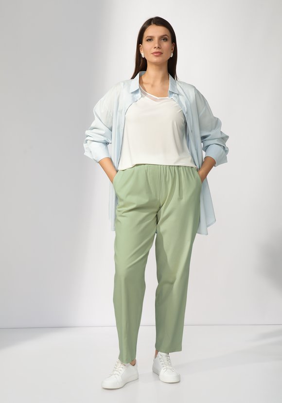 Брюки зауженные из хлопка с эластаном шир.  580, рис. 2