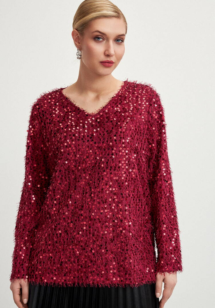 Джемпер с объемным ворсом и паетками шир.  750, рис. 4