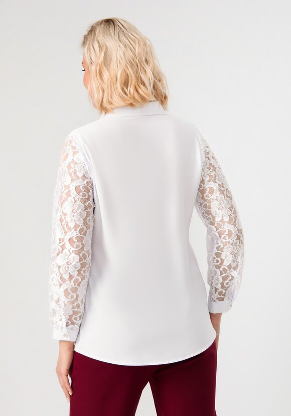 Блуза с ажурным кружевом на груди шир.  580, рис. 10