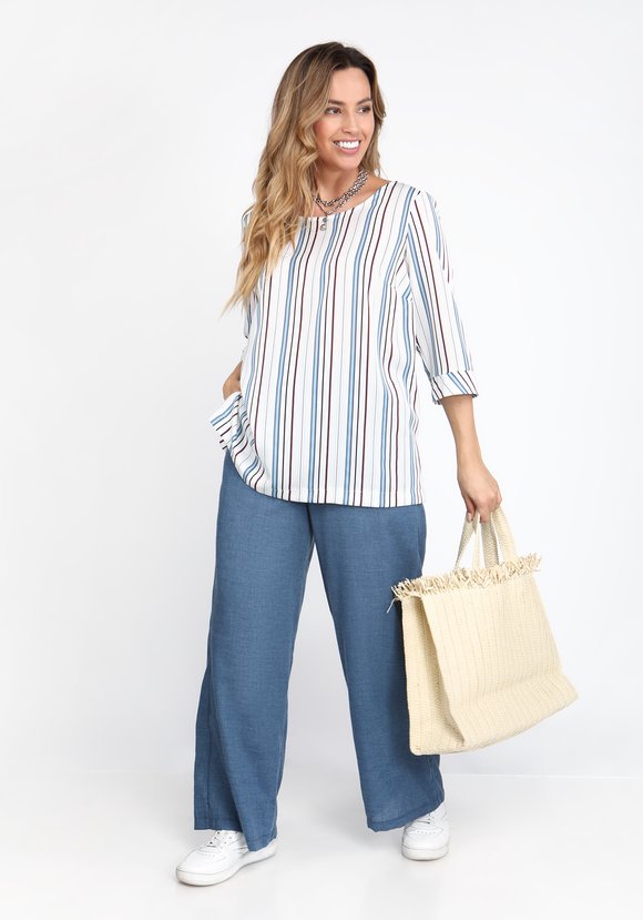 Брюки широкие из хлопка на резинке шир.  580, рис. 7