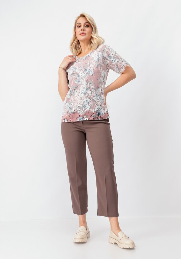 Блуза цветочная с кружевом шир.  580, рис. 2