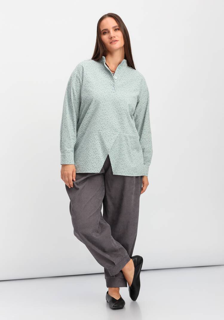 Блуза с воротником-стойкой свободного кроя шир.  750, рис. 8