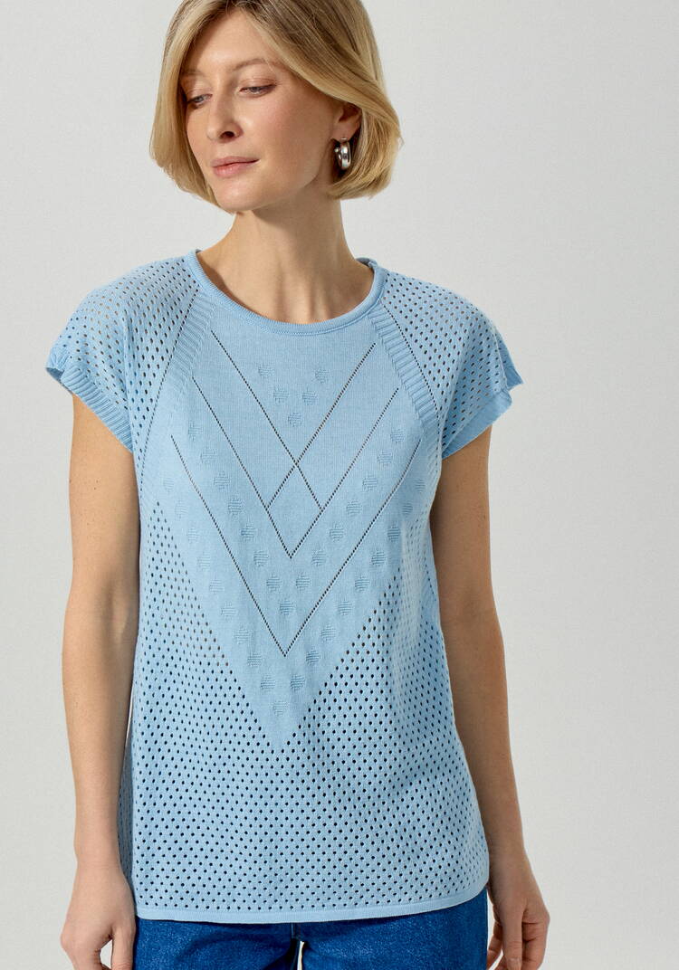 Футболка ажурная с графичным рисунком шир.  750, рис. 18