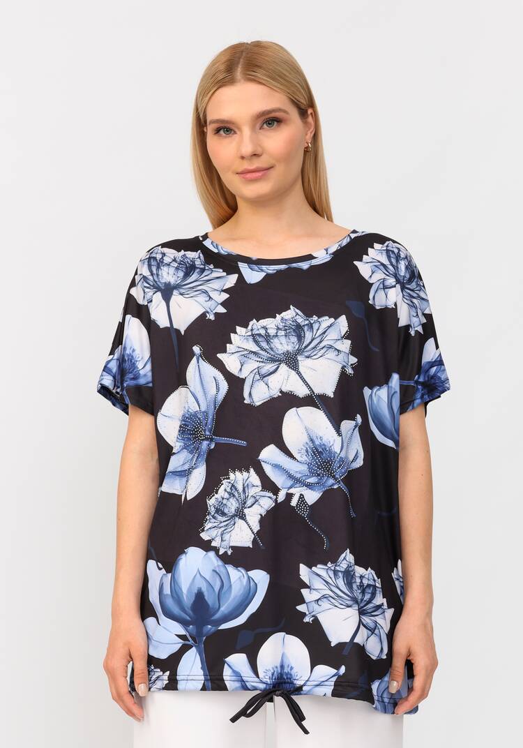 Блуза со стразами и цветочным принтом шир.  750, рис. 19