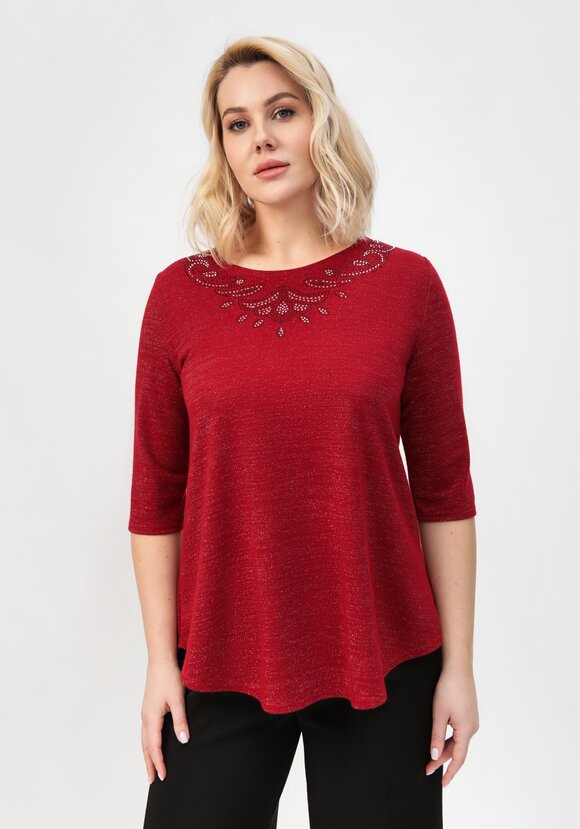 Блуза с декором из страз по горловине шир.  580, рис. 4
