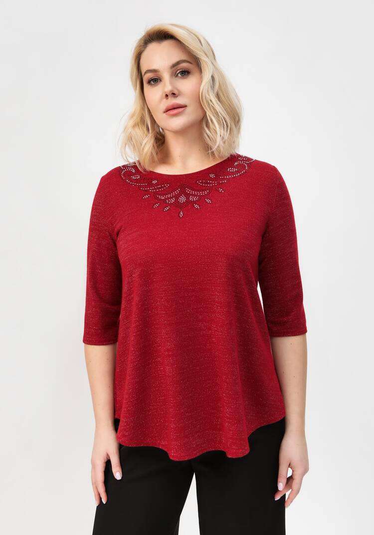 Блуза с декором из страз по горловине шир.  750, рис. 4