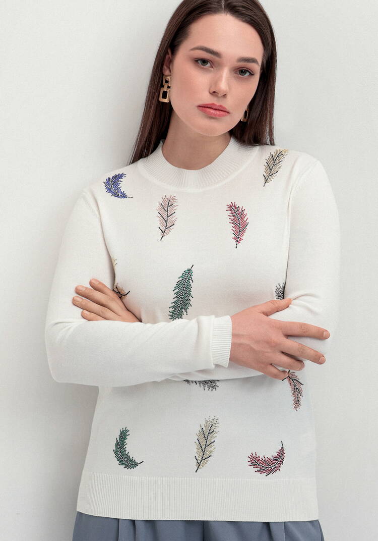 Джемпер с принтом в виде перьев шир.  750, рис. 8