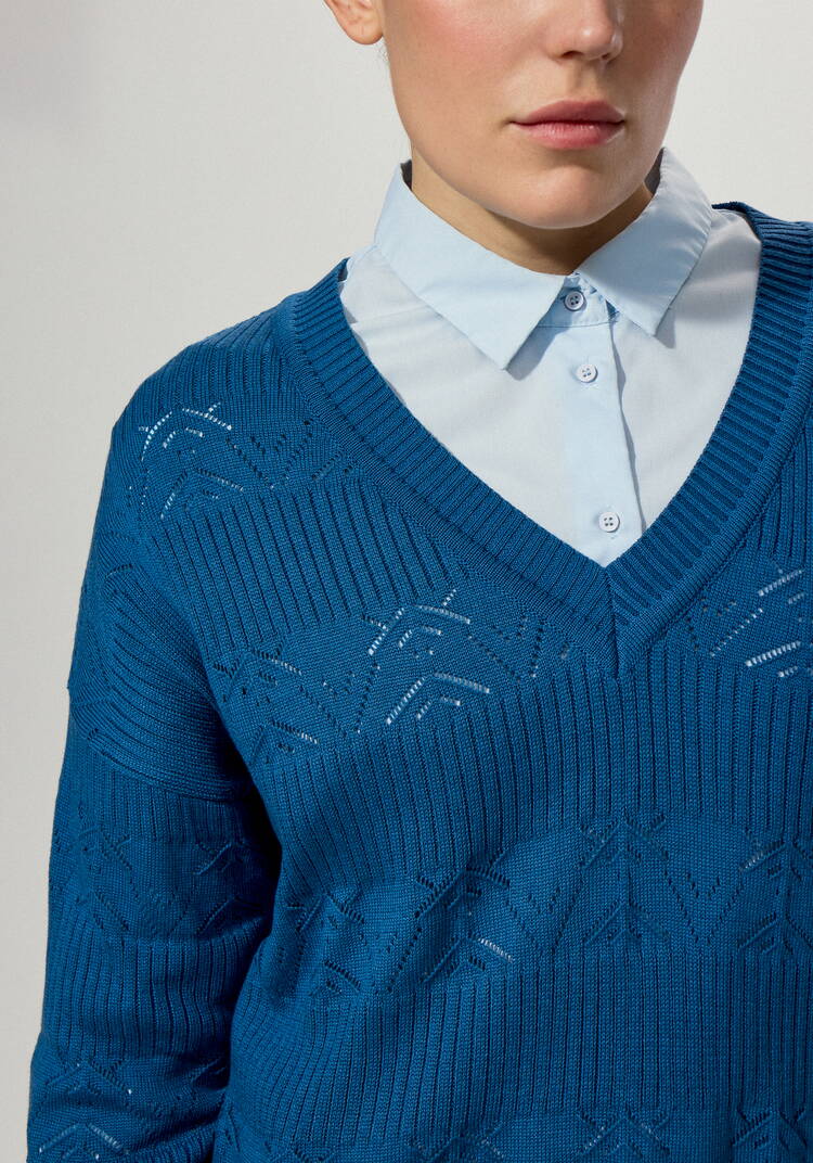 Джемпер с V-образным вырезом ажурный шир.  750, рис. 5