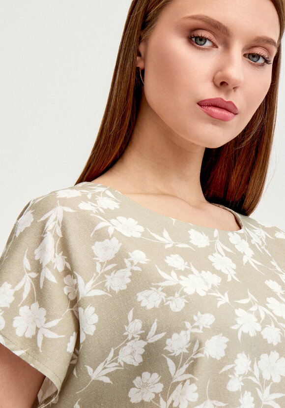 Блуза с коротким рукавом изо льна шир.  580, рис. 5