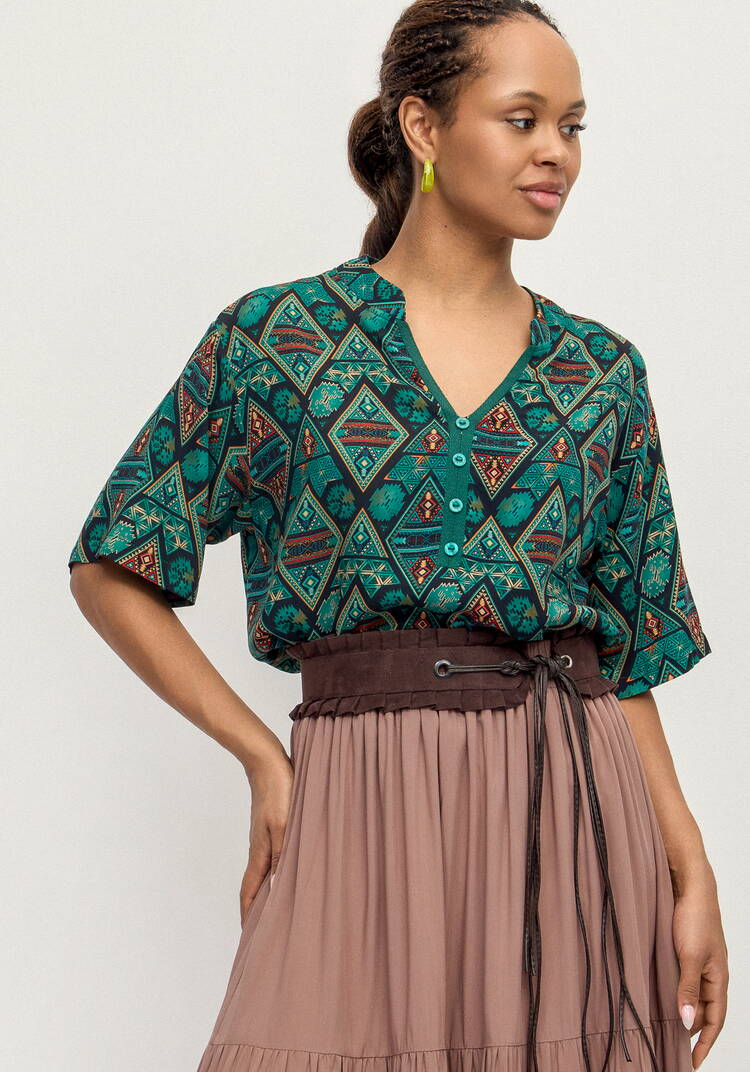 Блуза из штапеля с этническим рисунком шир.  750, рис. 15