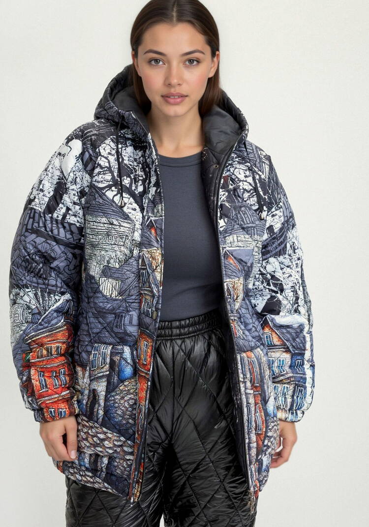 Куртка с принтом Городской пейзаж шир.  750, рис. 1
