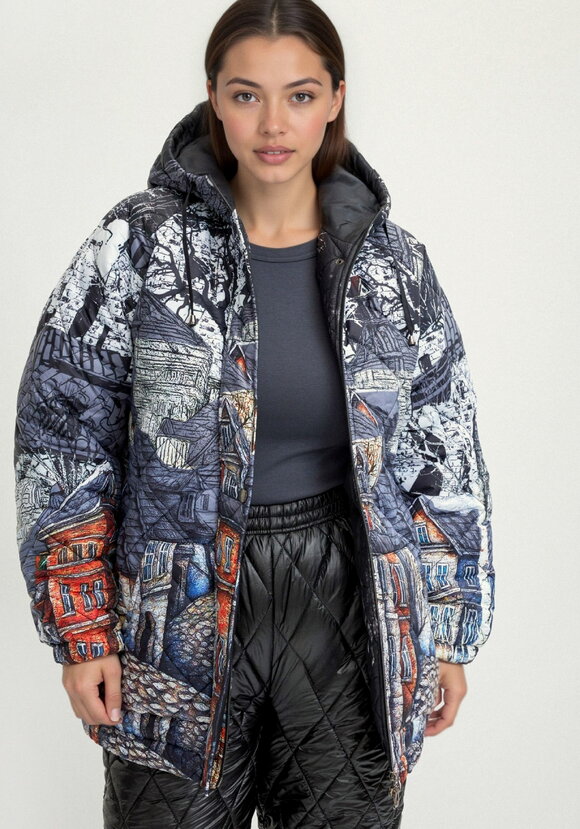 Куртка с принтом Городской пейзаж шир.  580, рис. 1