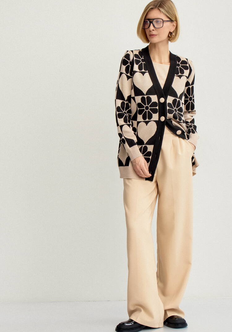 Кардиган прямой на пуговицах с рисунком шир.  750, рис. 8