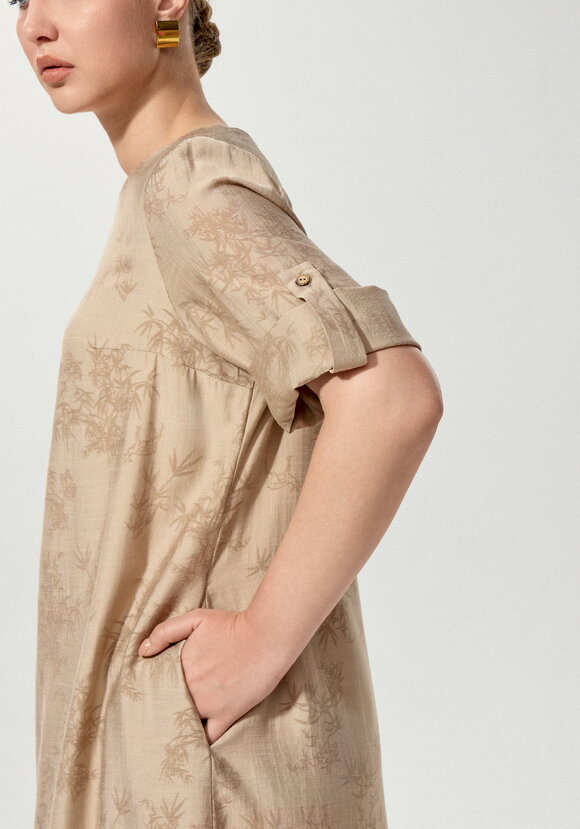 Платье изо льна с принтом свободного кроя шир.  580, рис. 6