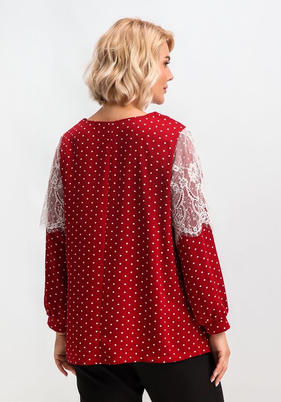 Блуза с кружевом по плечам шир.  580, рис. 12