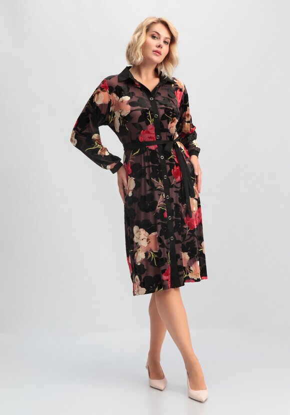 Платье-рубашка с цветочным рисунком шир.  580, рис. 1