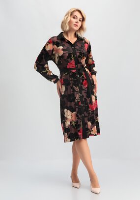 Платье-рубашка с цветочным рисунком