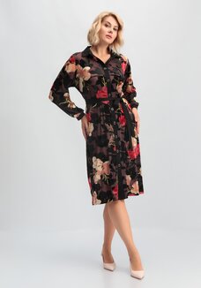 Платье-рубашка с цветочным рисунком