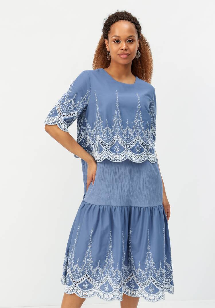 Платье свободного кроя с вышивкой шир.  750, рис. 19