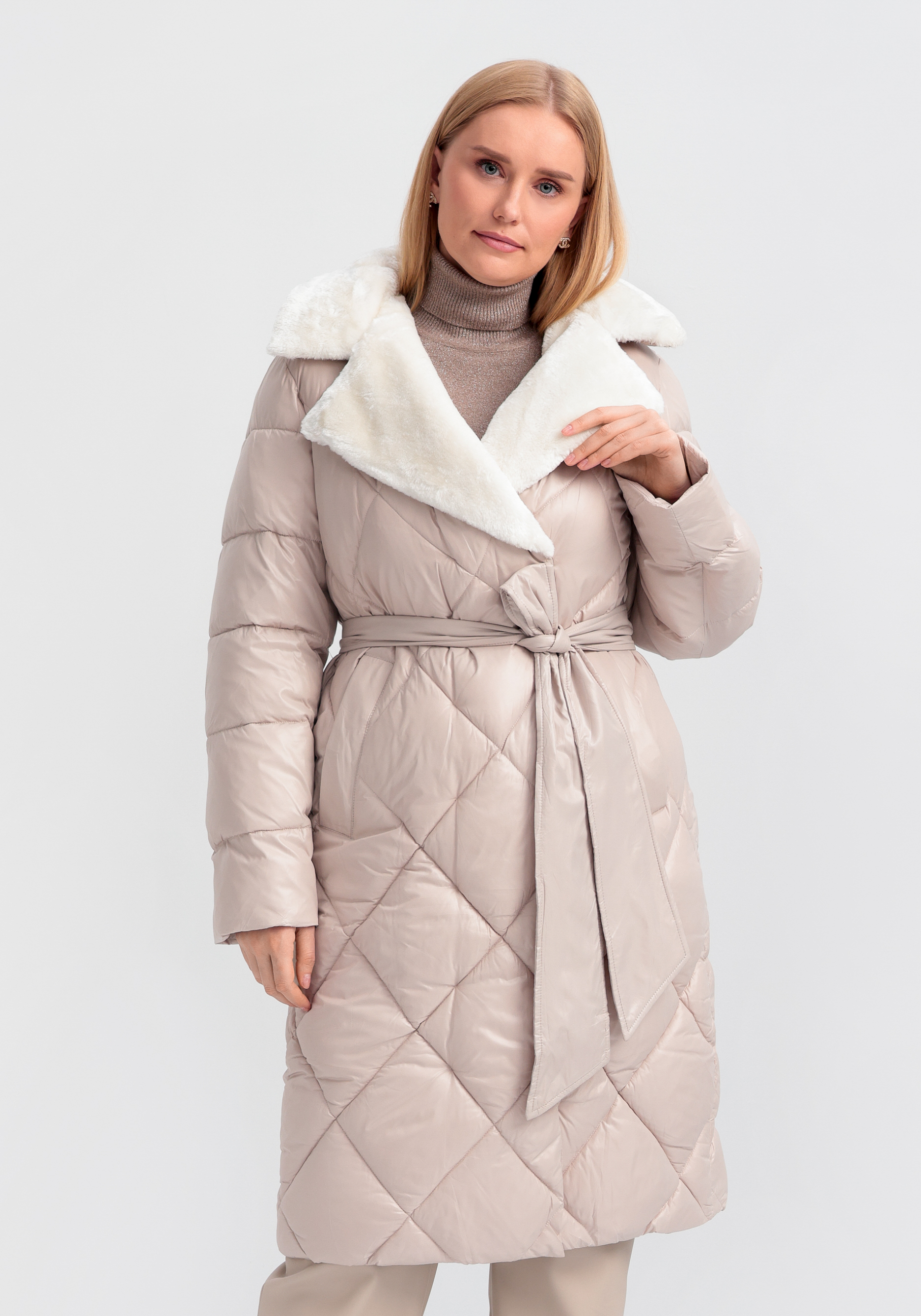 

Пуховик со съемным капюшоном "Адель", Бежевый