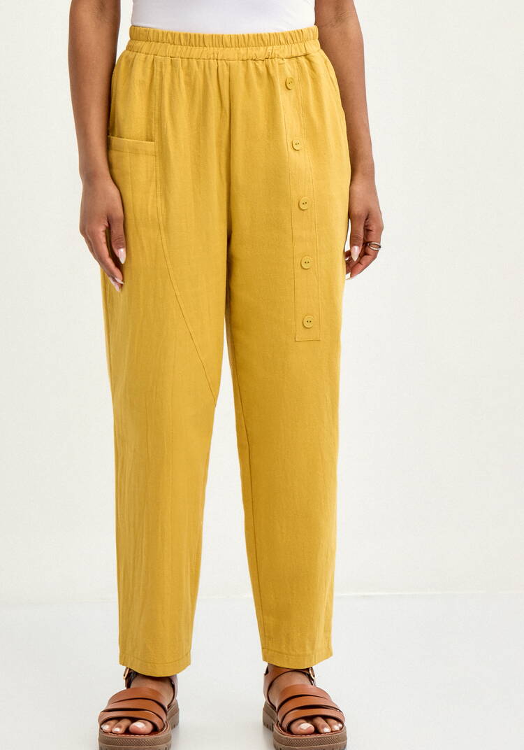 Брюки с декоративной планкой и карманами шир.  750, рис. 36