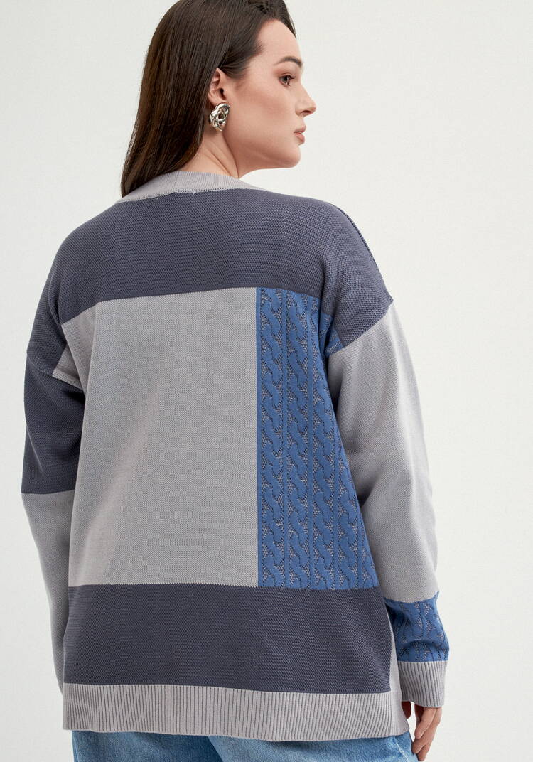 Кардиган с разноцветными вставками шир.  750, рис. 12