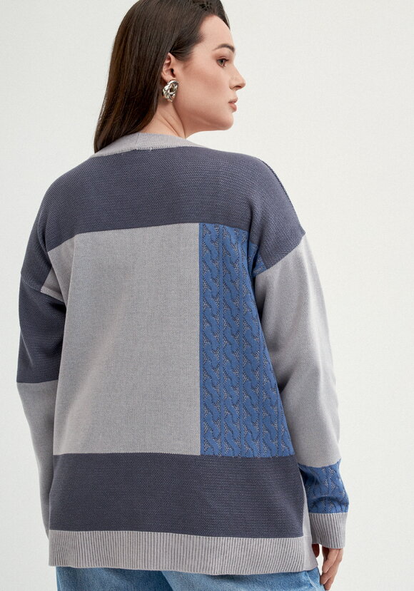 Кардиган с разноцветными вставками шир.  580, рис. 12