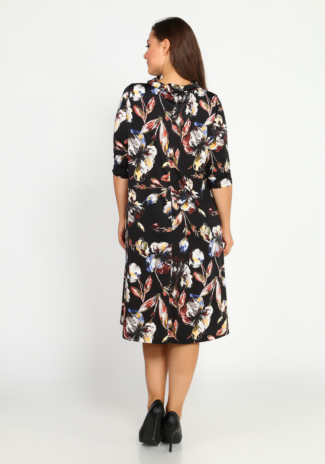 Платье свободное с воротником и принтом Синель, размер 48, цвет чёрный - фото 3