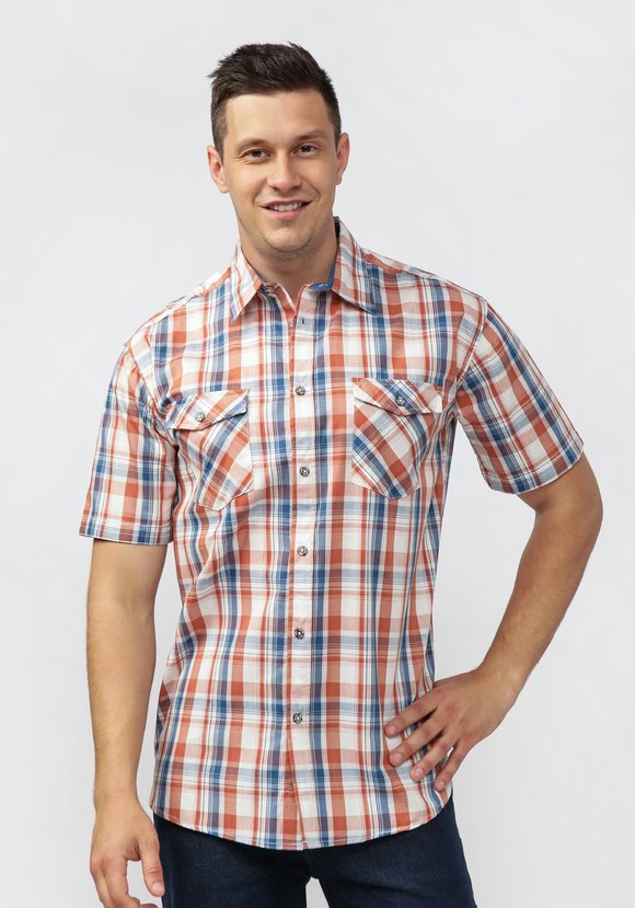 Рубашка из поплина в клетку Базиль шир.  580, рис. 1