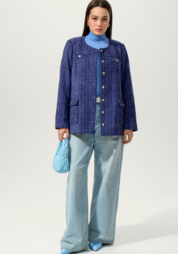 Жакет однобортный из твида шир.  580, рис. 8