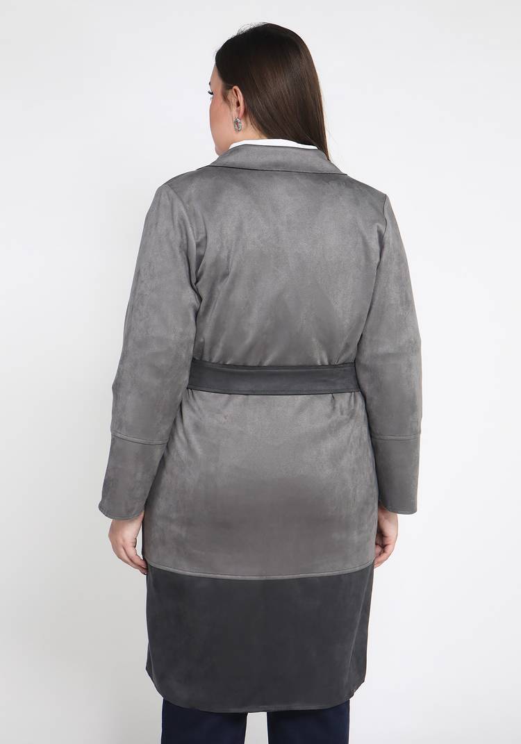 Кардиган из эко-замши с поясом шир.  750, рис. 7