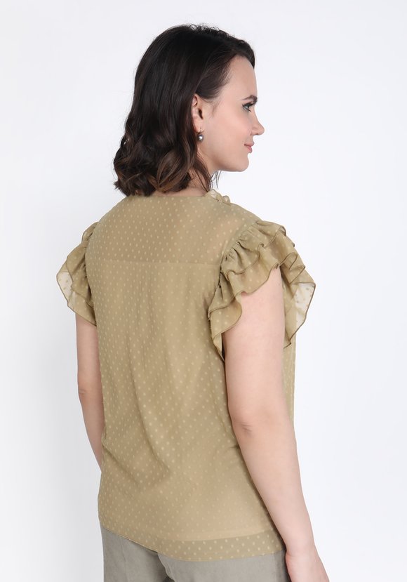 Блузка с оборкой на рукаве шир.  580, рис. 2