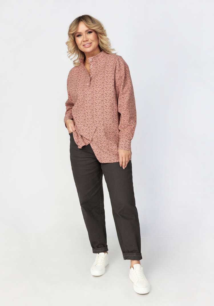 Блуза с цветочным принтом и кокеткой шир.  750, рис. 4