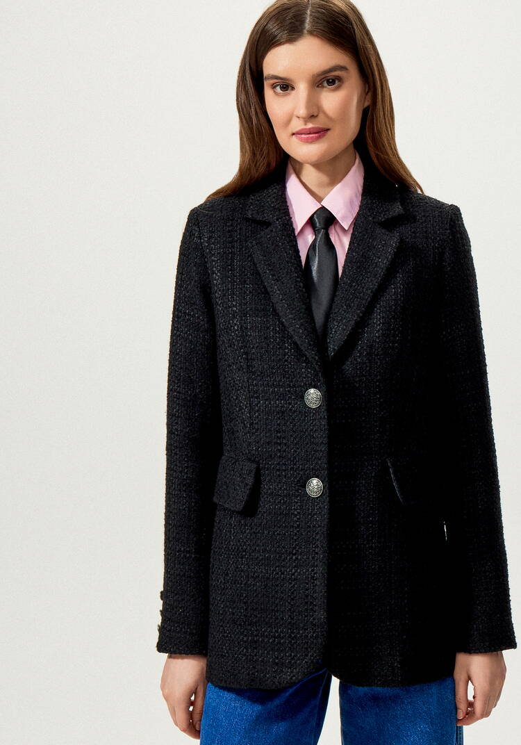 Пиджак из твида в клетку на подкладе шир.  750, рис. 30