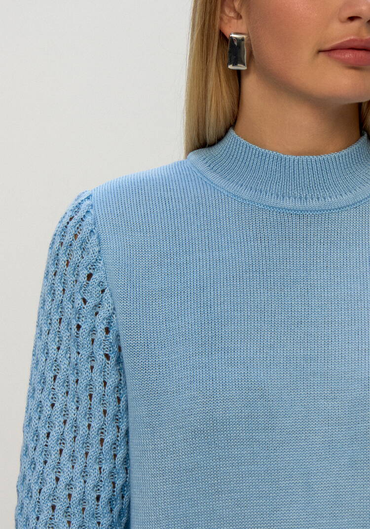 Джемпер с ажурными рукавами объемной вязки шир.  750, рис. 33