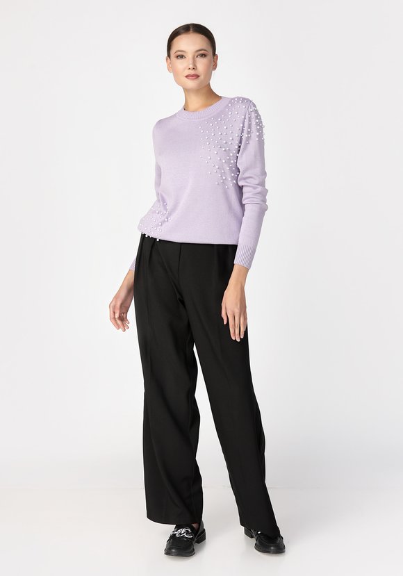 Джемпер с бусинами по плечу и низу изделия шир.  580, рис. 3