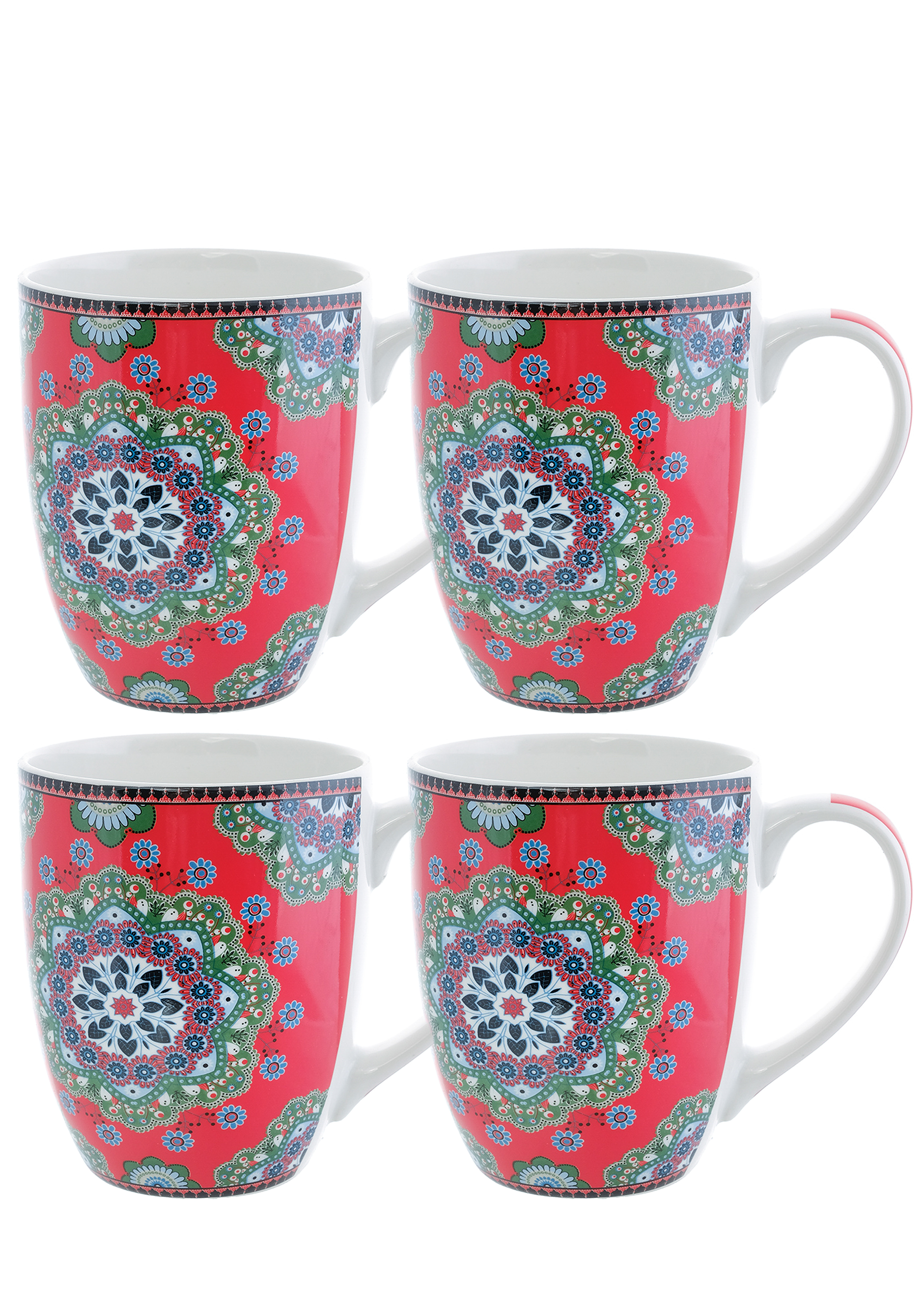 

Кружки с этническим рисунком, 4 шт., Красный