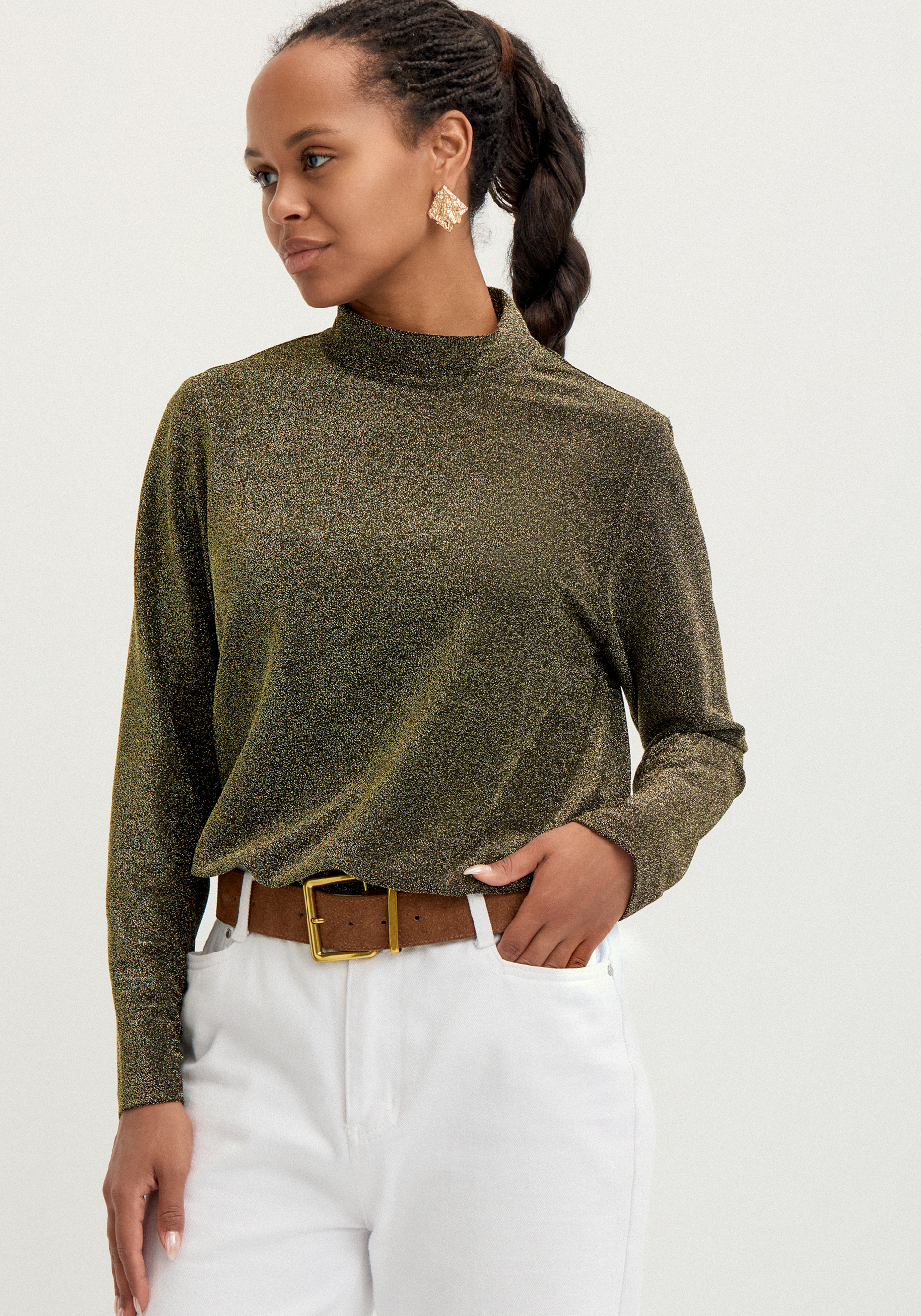Блуза свободного кроя с мерцанием