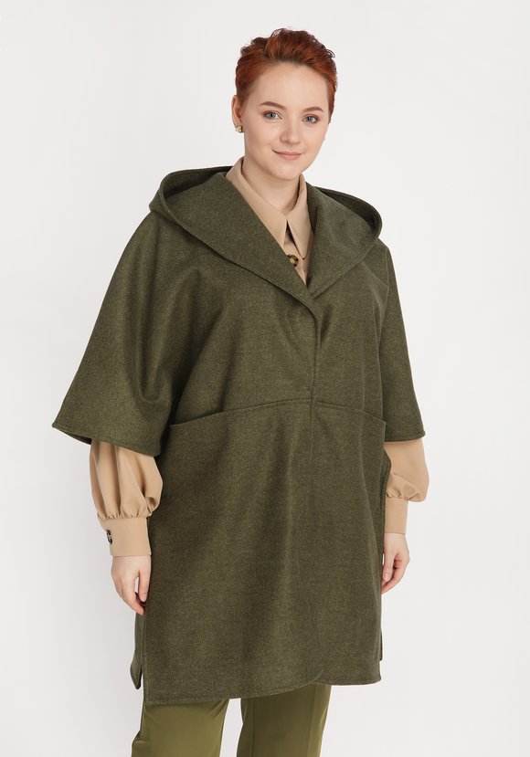 Пончо свободного кроя с капюшоном шир.  580, рис. 1