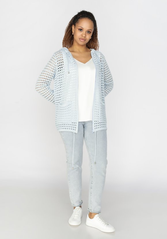 Кардиган вязаный с капюшоном на молнии шир.  580, рис. 13