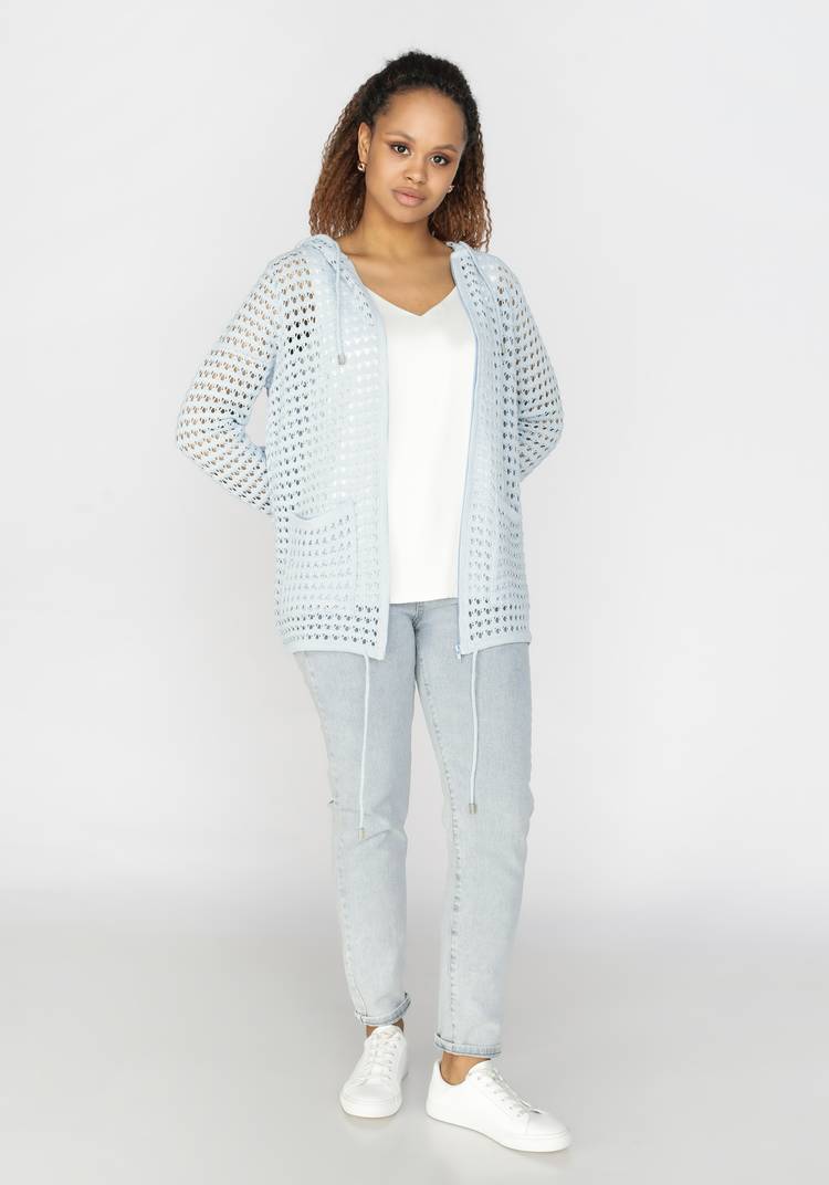 Кардиган вязаный с капюшоном на молнии шир.  750, рис. 13