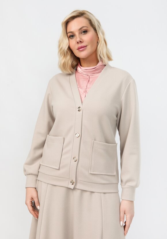 Кардиган на пуговицах однотонный шир.  580, рис. 11