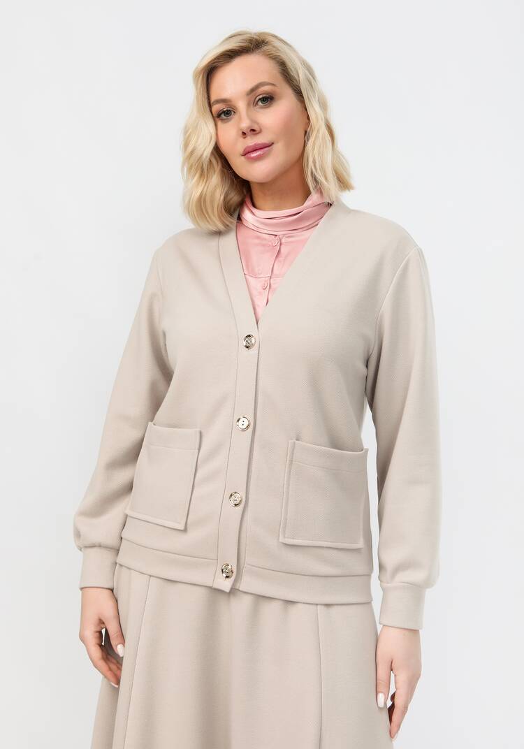 Кардиган на пуговицах однотонный шир.  750, рис. 11