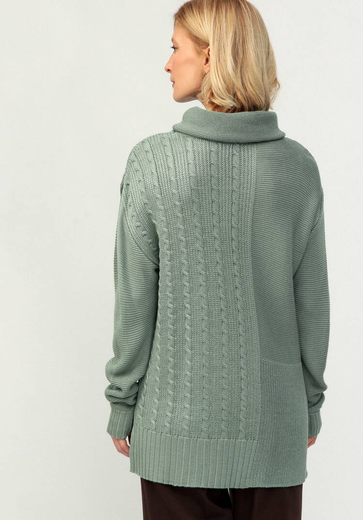 Удлиненный джемпер с косами шир.  750, рис. 3