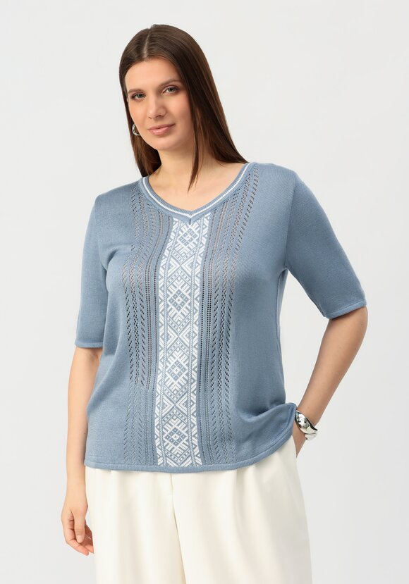 Пуловер с узором на передней полочке шир.  580, рис. 9