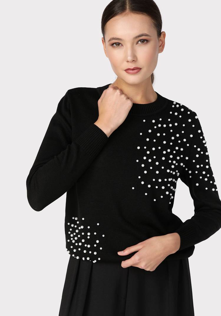 Джемпер с бусинами по плечу и низу изделия шир.  750, рис. 11